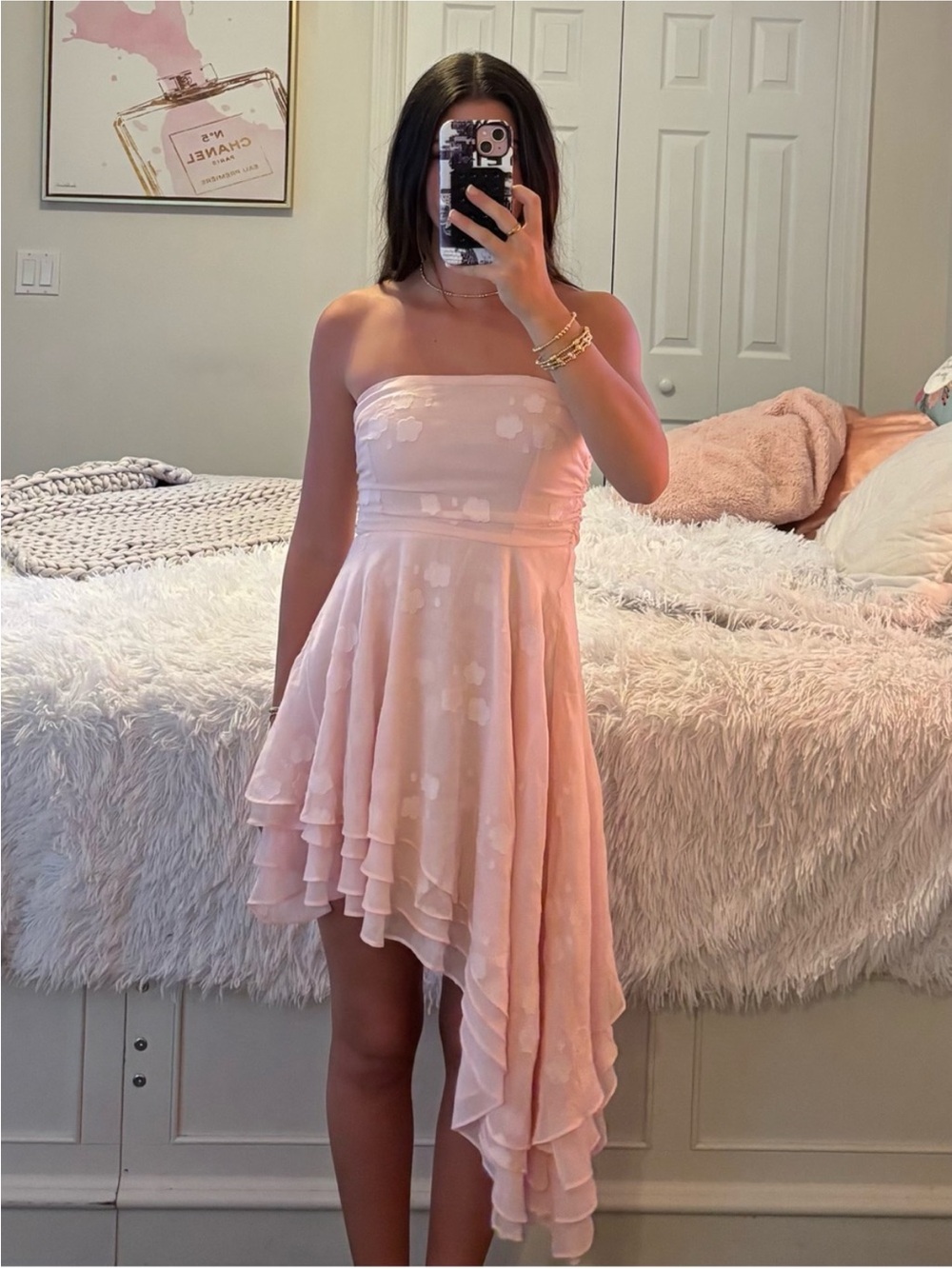 Princess Polly Light Pink Layered Strapless Dress